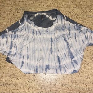 Free People Off The Shoulder Long Sleeve tie-dye t-shirt - Gray/White - Size XS